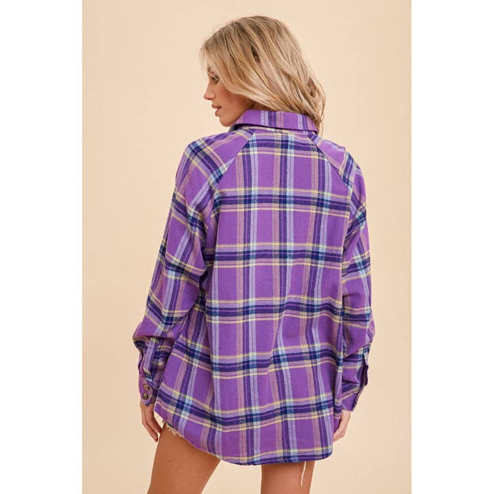 Apolline - Wholesale Button Down Shirt - Women's - OVERSIZED PLAID BUTTON DOWN SHIRT11