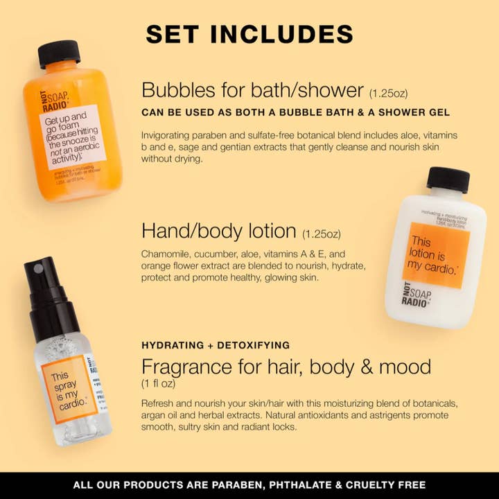 Not Soap, Radio - Wholesale Bath & Body Set - Get up and go foam Mini Gift Set3
