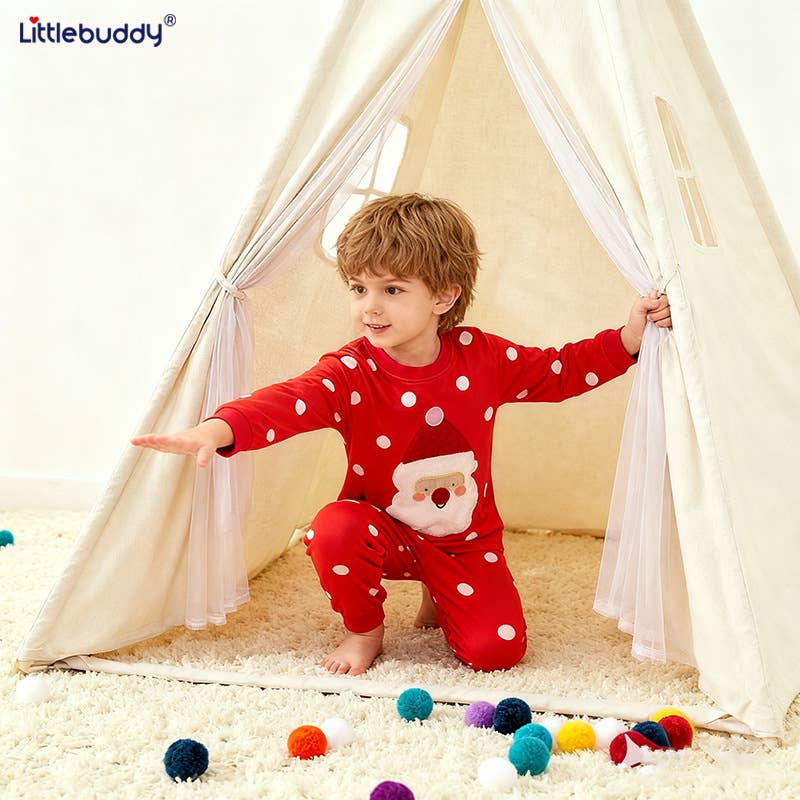 PatPat - Wholesale Sleepwear Set - Kids - Kids Santa Polka Dot Pajama Set (Non PatPat Tag)1
