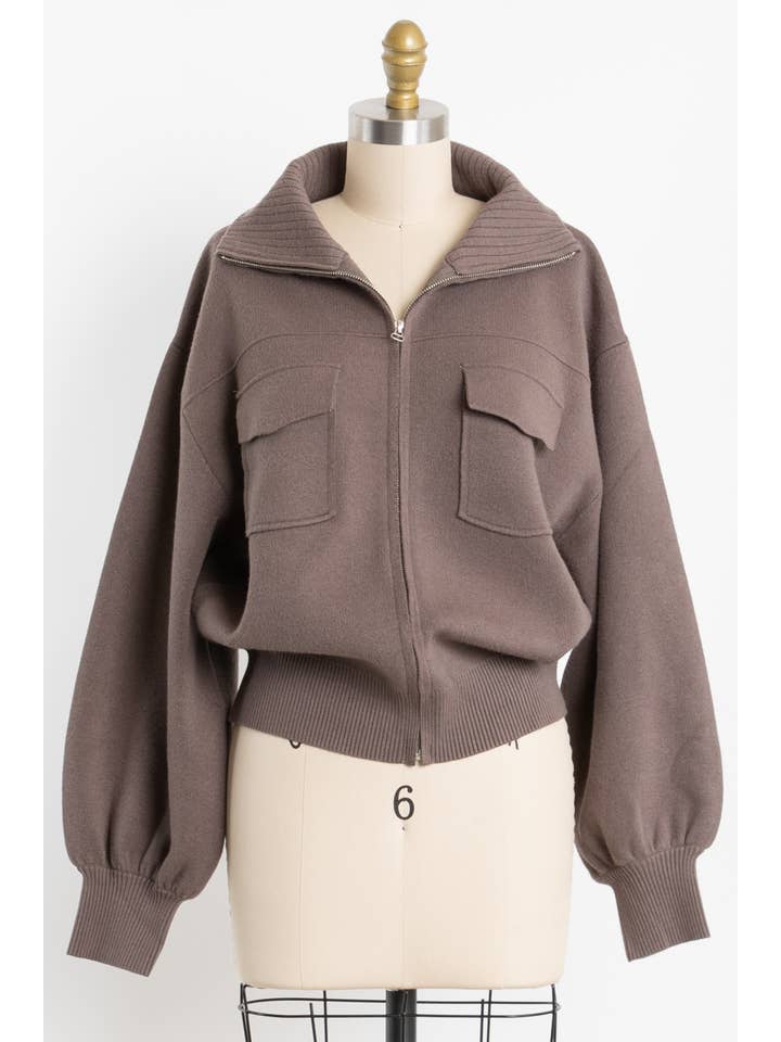 Calista - Wholesale Bomber Jacket - Women's - SWEATER BOMBER JACKET - VW613318