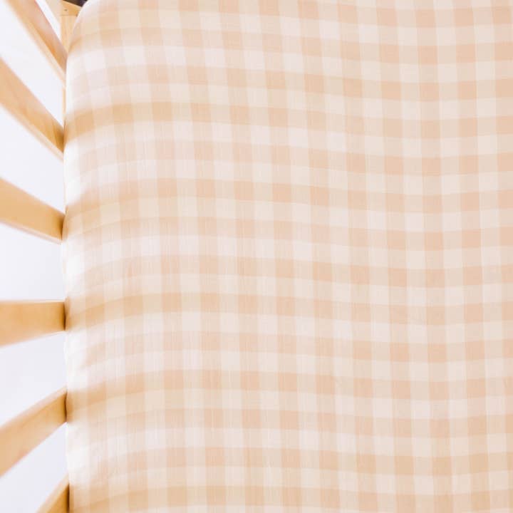 Behold Baby – Engroshandel Lagner til vugger – Honning Gingham bambus krybbe ark