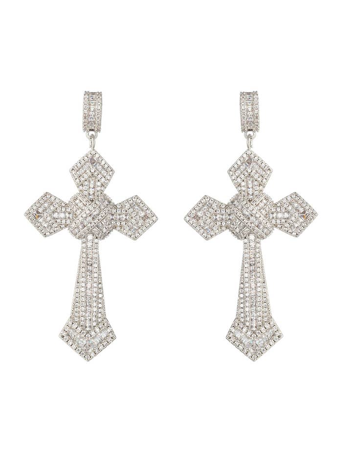 Double Cross Statement Earrings for wholesale by Eye Candy Los Angeles