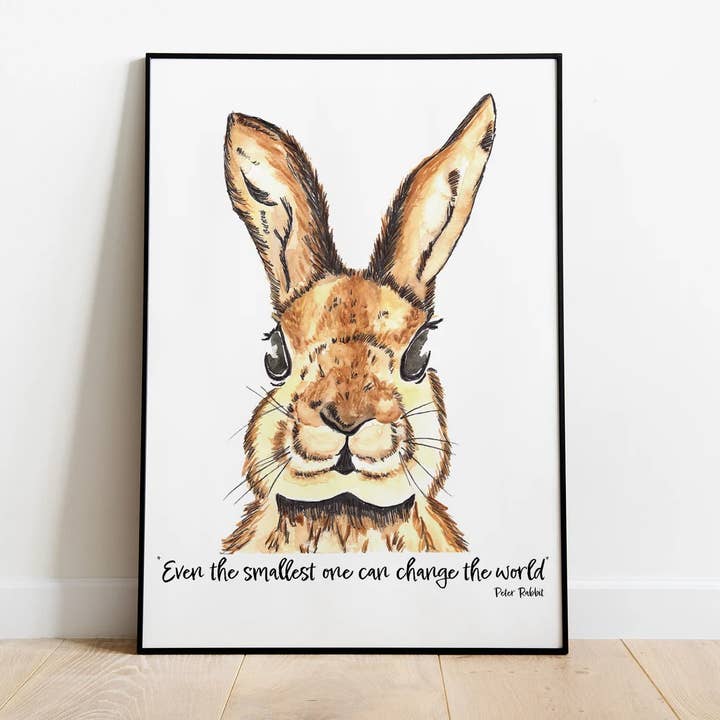 Pintura de acuarela de conejo - Cita de Peter Rabbit para venta al por mayor de Abigail Leigh Designs