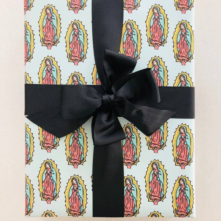 Oh Clement! Catholic Goods - Wholesale Flat Wrap - 5 Our Lady of Guadalupe Wrapping Paper Sheets