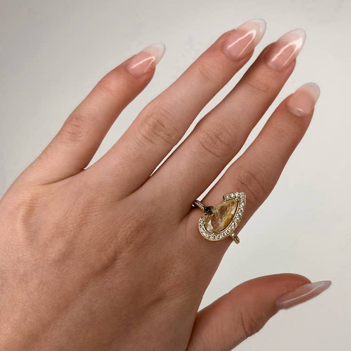 SALLY SKOUFIS™ - Wholesale Multi-Stone Ring - Nourish Ring with Gold Rutile in 18K Gold