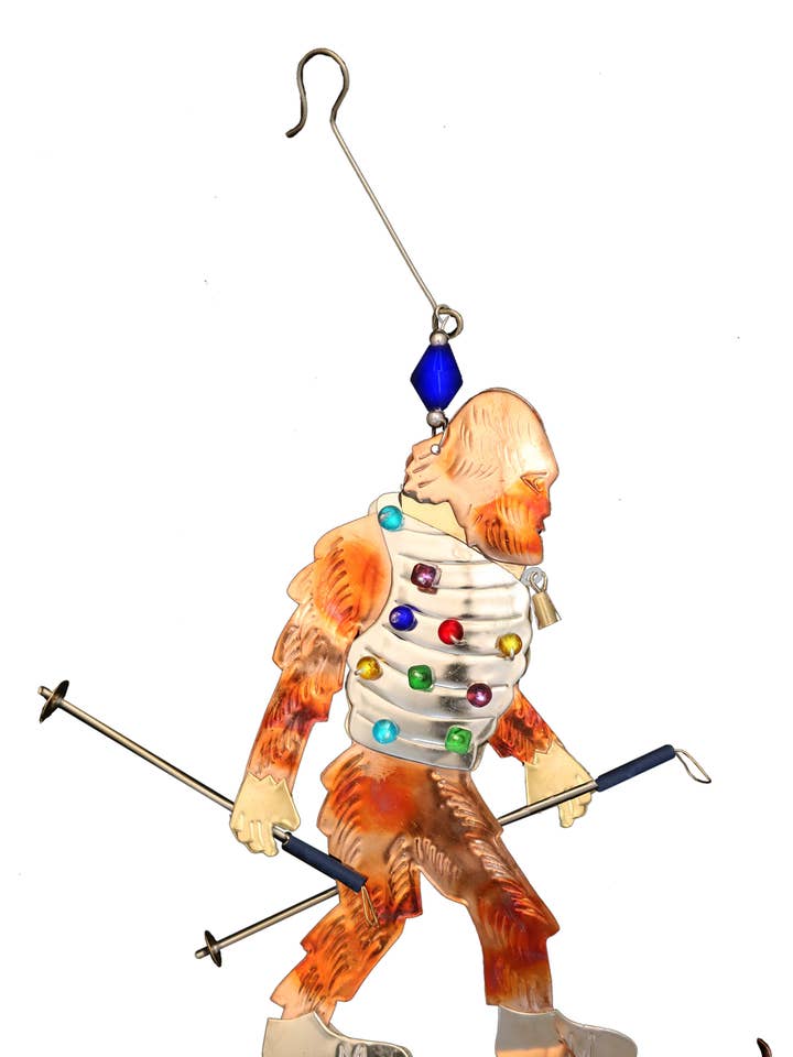 Skiing Sasquatch Ornament for wholesale by Pilgrim Imports