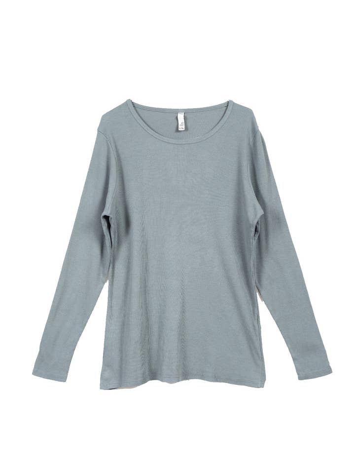 Manches longues côtelées en coton gris pour la vente par Caposhie