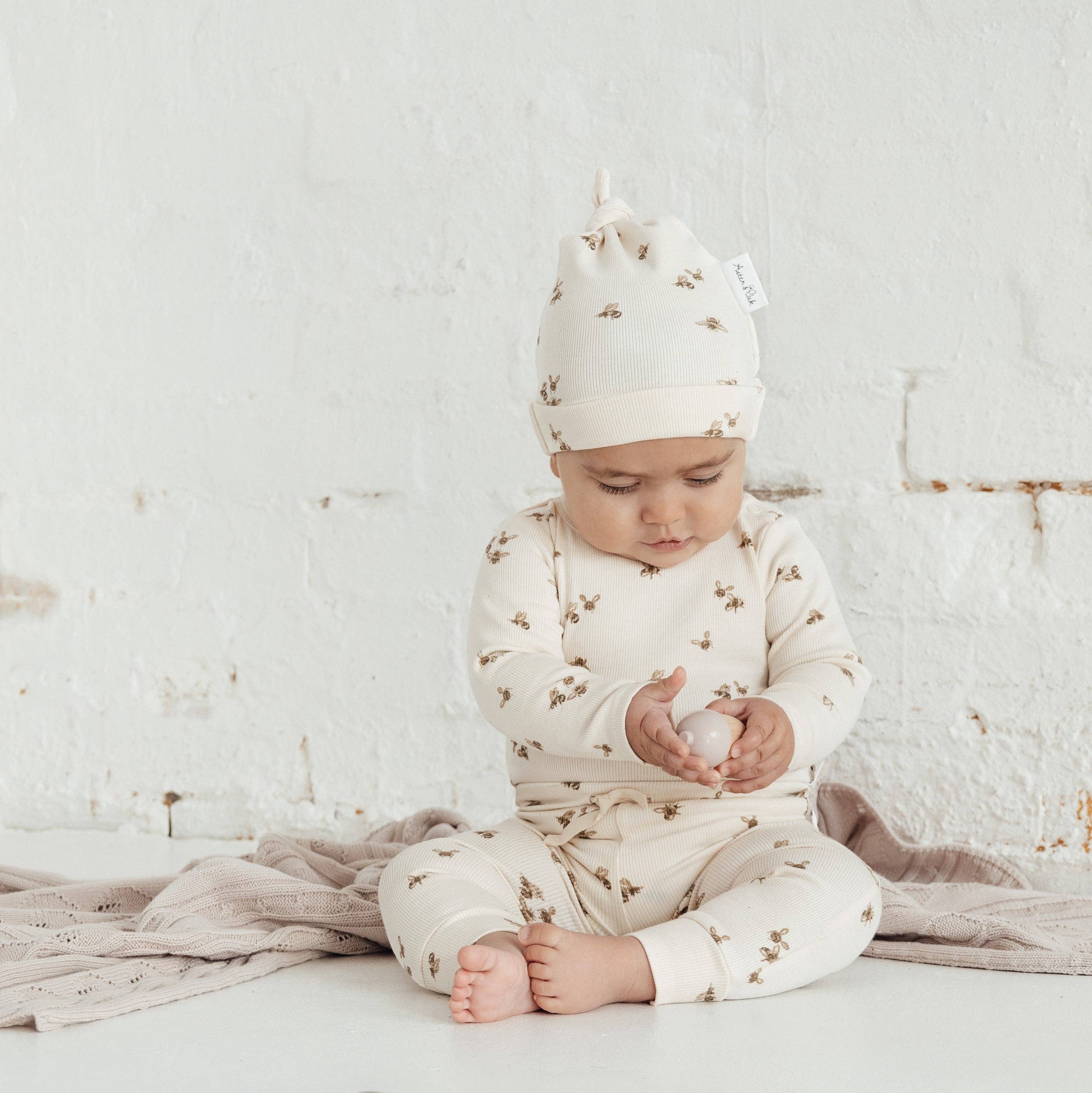 Natural Bee Luxe Rib Knot Hat for wholesale on Faire2