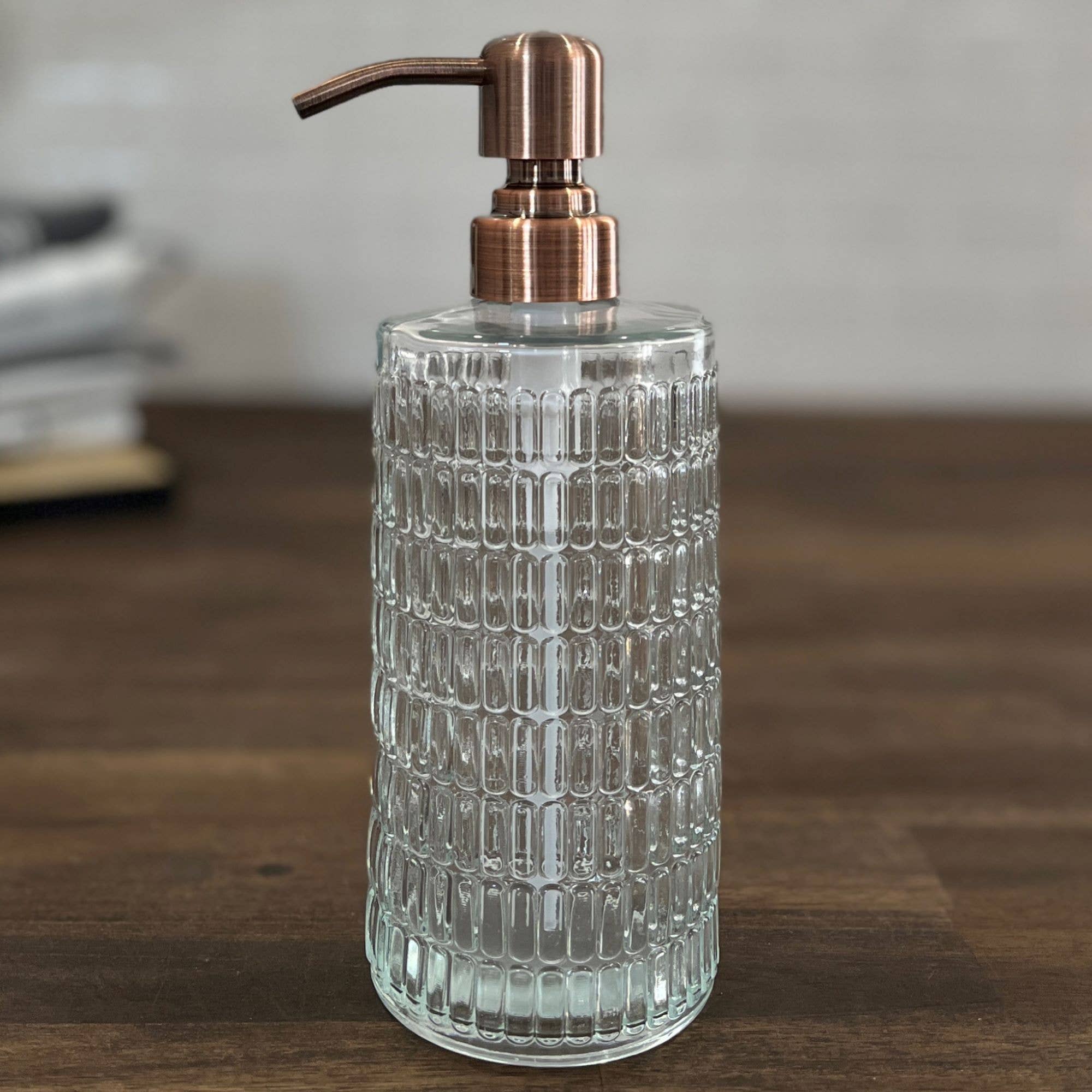 The Bottle Shoppe - Wholesale Soap Dispenser - 17oz Retro Glass Soap Dispenser bottles with metal pumps0