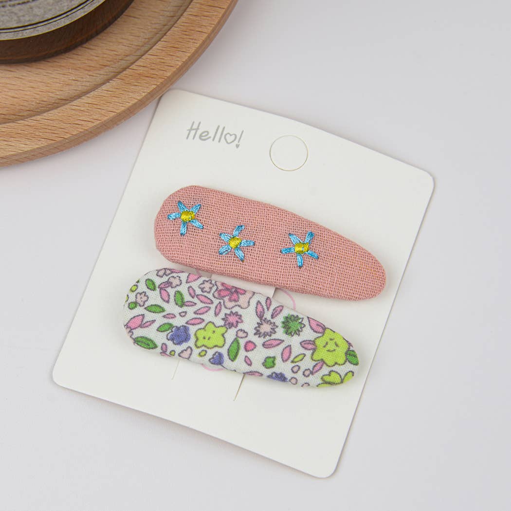 TheDivaSoap - Wholesale Hair Clip - Kids - Embroidered Floral Snap Hair Clips Set2
