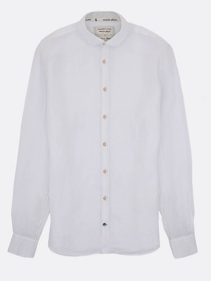 Basic overhemd van linnen - Wit voor wholesale door COLOURS & SONS