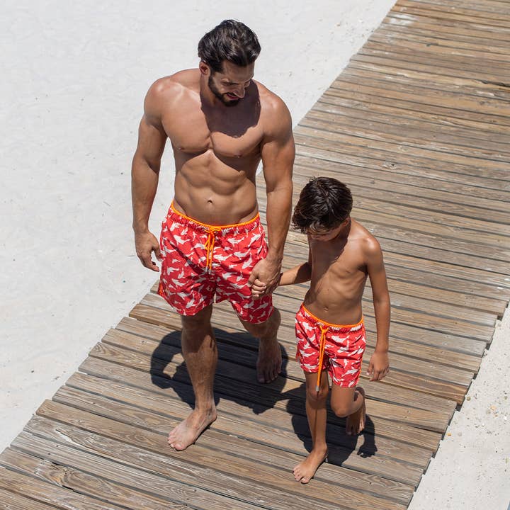 Blem Beach Accessories AU - Wholesale Swim shorts – Kids - Belize Koi Swim Shorts Red Kids1