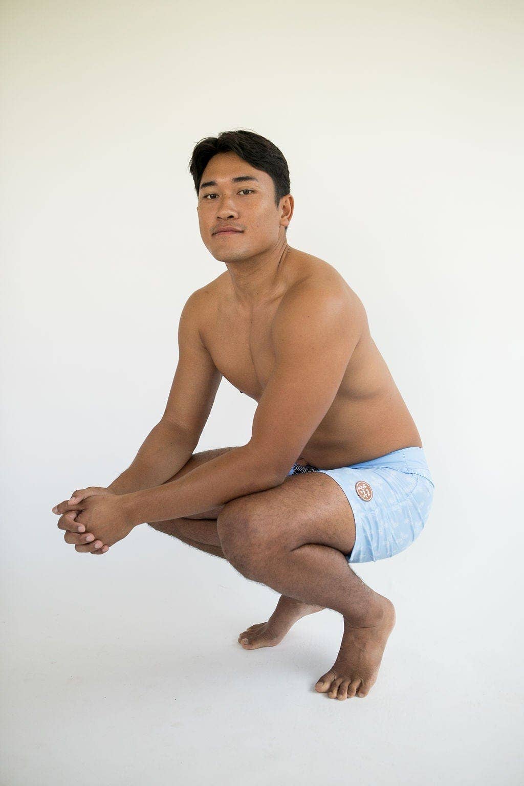 Hellblaues Brotfrucht-Bandana Townshort Boardshorts aus hellblauem Breadfruit Bandana für Herren für den Großhandel auf Faire1