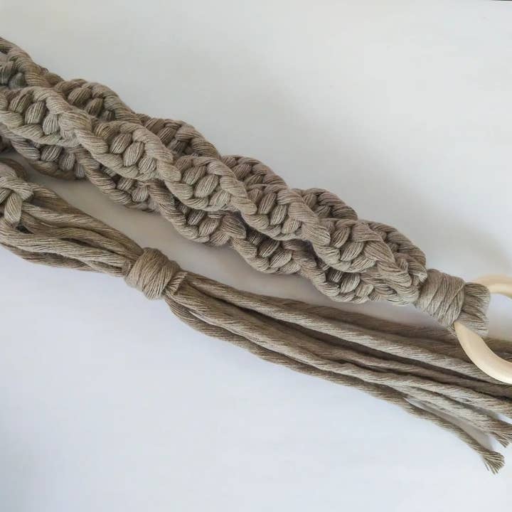 Spiral Macrame Plant Hanger - Chestnut for wholesale by Hedge Crafts By Kristina