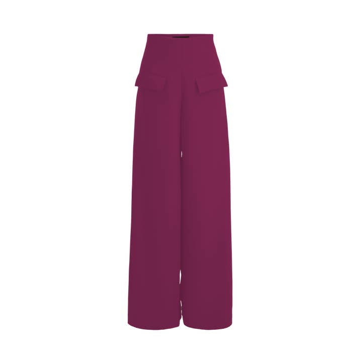 Pantalon stretch à jambes larges - Fuchsia pour la vente par Layo G