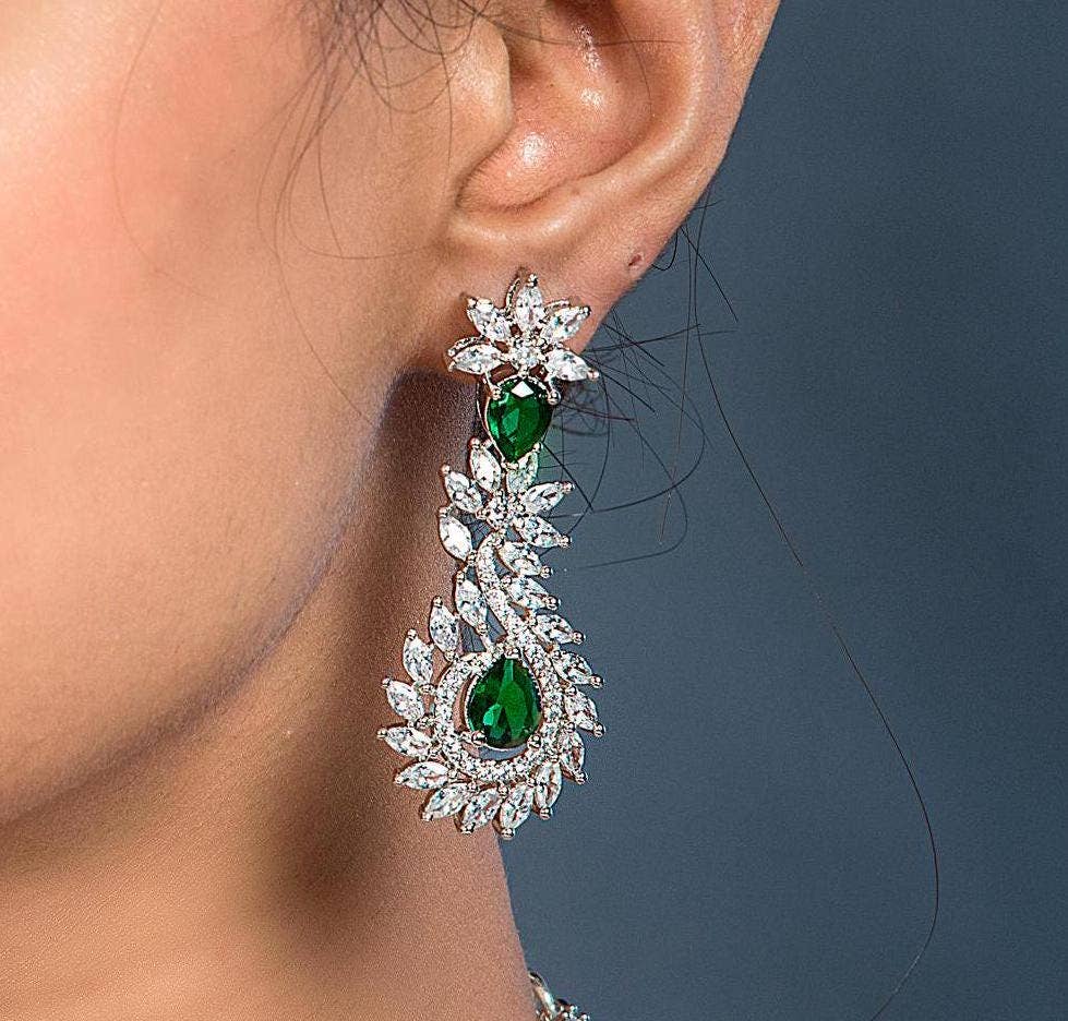 Vastrabhushan - Wholesale Jewelry Set - Emerald Green American Diamond Bridal Jewelry Set2