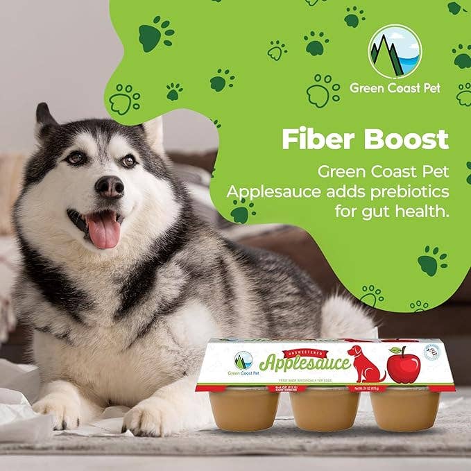 Green Coast Pet - Wholesale Pet Treats - Dog - Unsweetened Applesauce for Dogs 6 Pack 4 oz Cups Low-Calorie