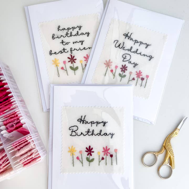 Custom Hand Embroidered Card for wholesale by Stitch Ambition