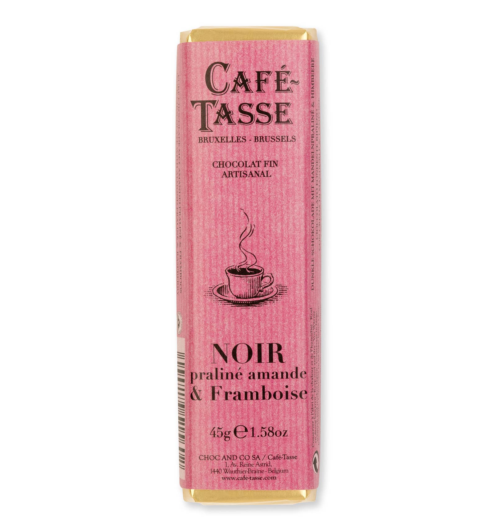 Café-Tasse - Wholesale Chocolate - Noir Praline almond & raspberry (stick, per 15)1