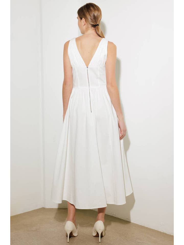 White A solid woven midi dress - FD1330-W for wholesale on Faire