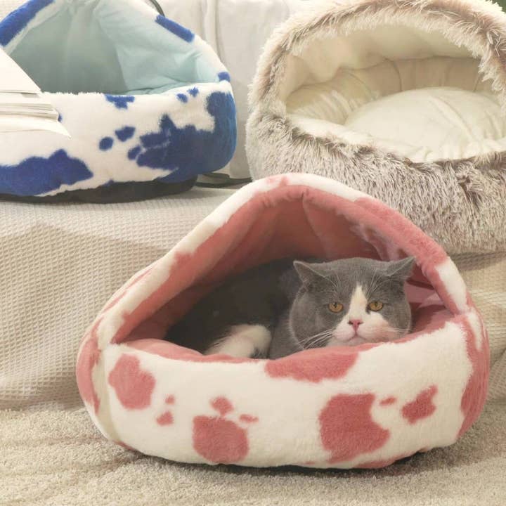 PAWPAWwholesale - Wholesale Pet Bed - Cat/Dog - Semi-Enclosed Cat Bed, Plush Round Pet Mat_CWMM527517