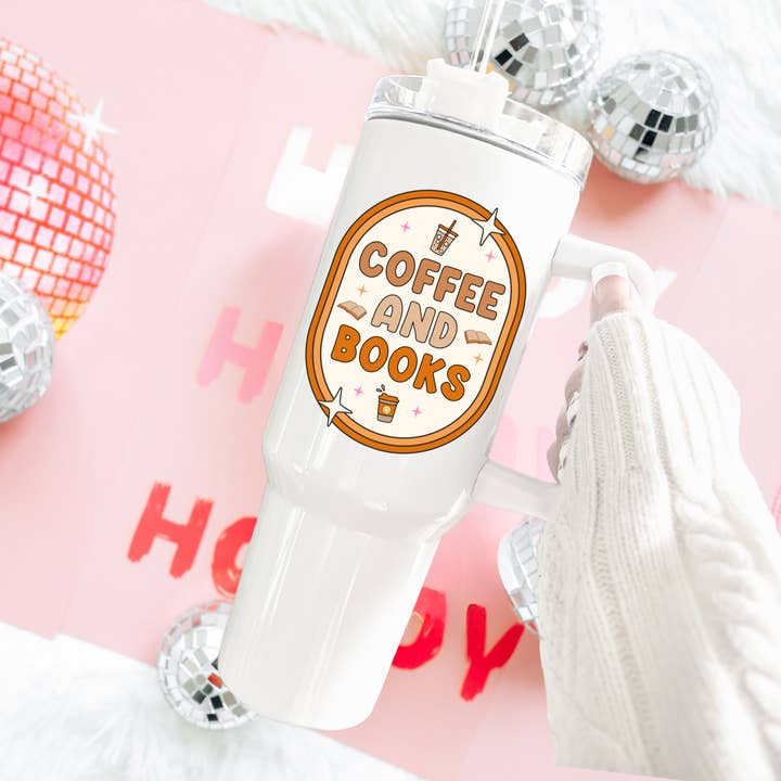 Coffee and Books 40oz Tumbler | Bookish Merch | Book Store for wholesale by Sunshine Design Shop