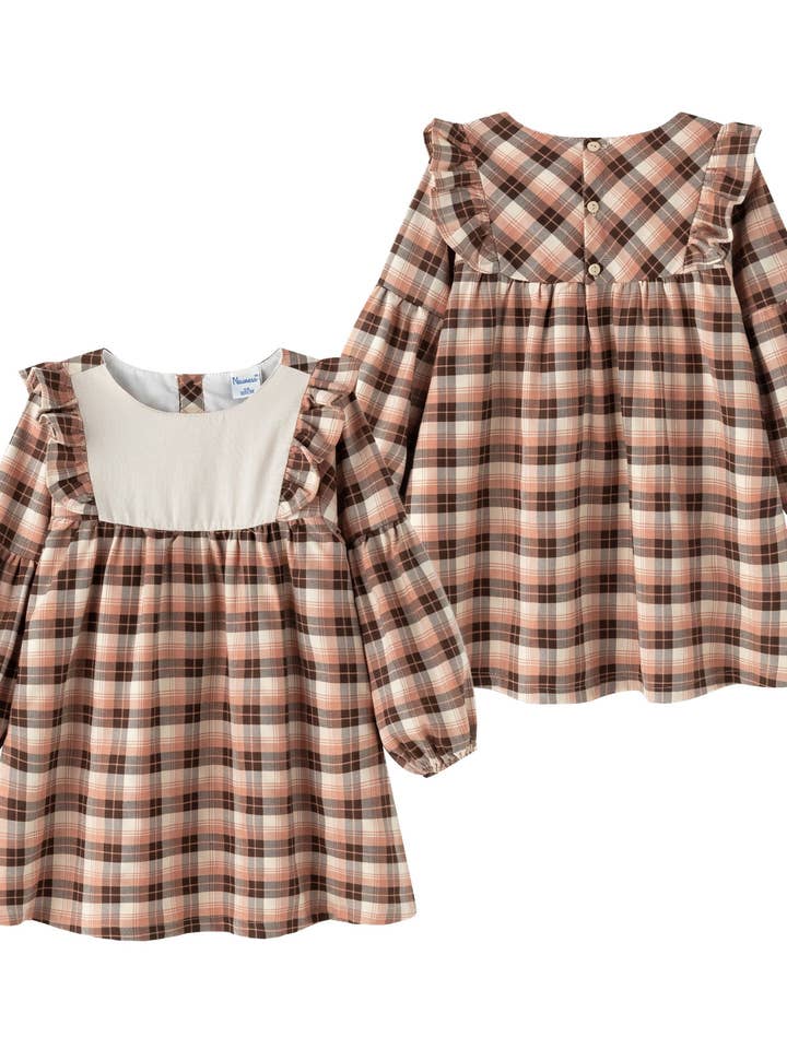 Long sleeve dress with ruffles winter clothing girl JGI95730 for wholesale by Newness Kids