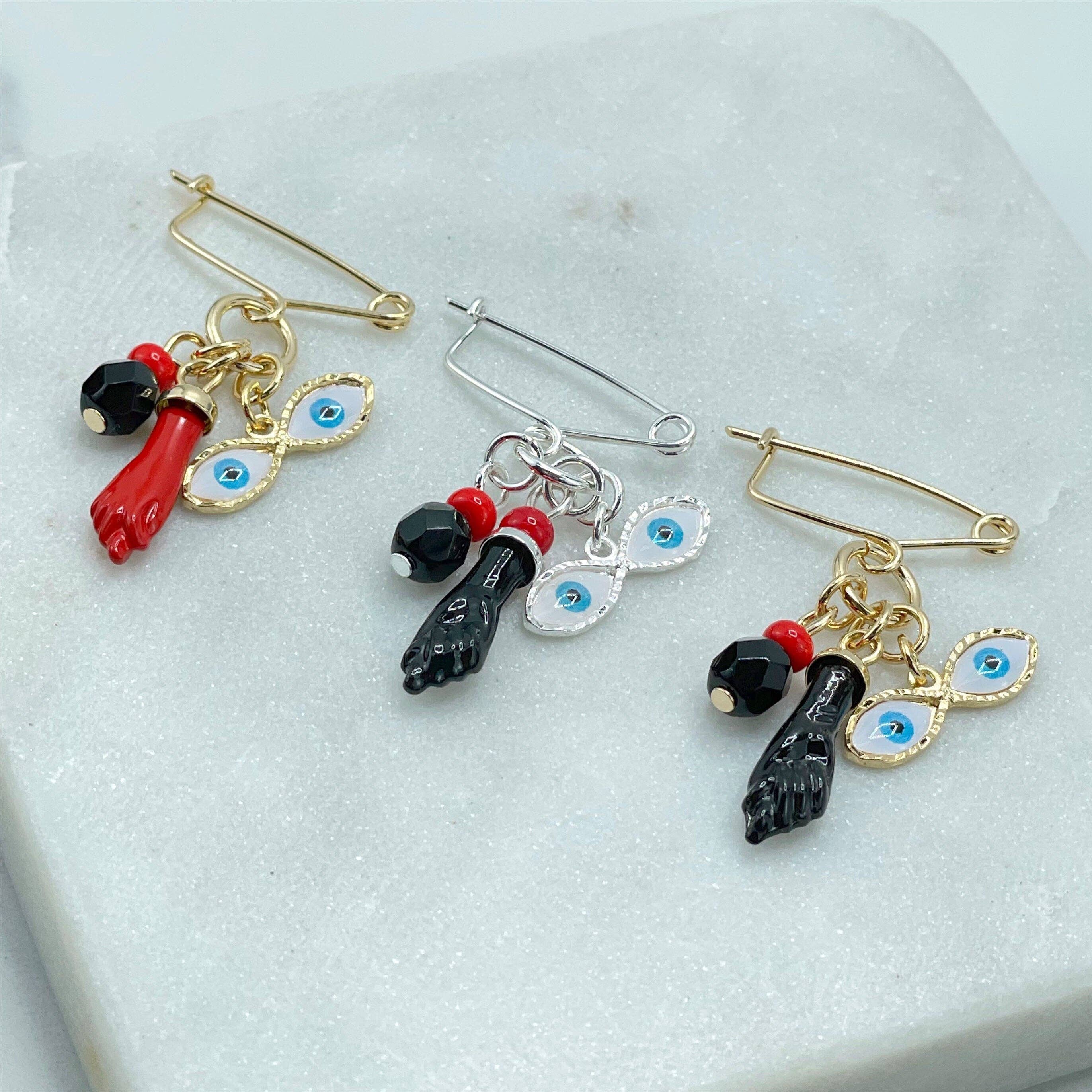 DIJU Jewelry - Wholesale Individual Charm/Pendant - 18k Gold Filled or Silver Filled, New Born, Simulated Azabache, Figa Hand, Evil Eye Charms Pendant, Wholesale Jewelry Making Supplies5