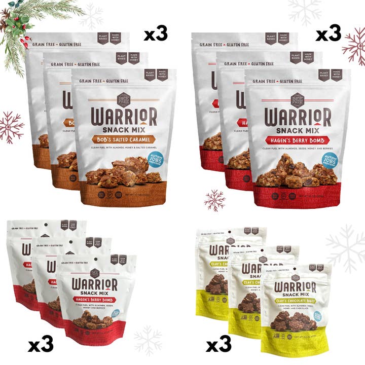 Holiday Variety Snack Box- Warrior Mix for gifting for wholesale by BeeFree LLC.