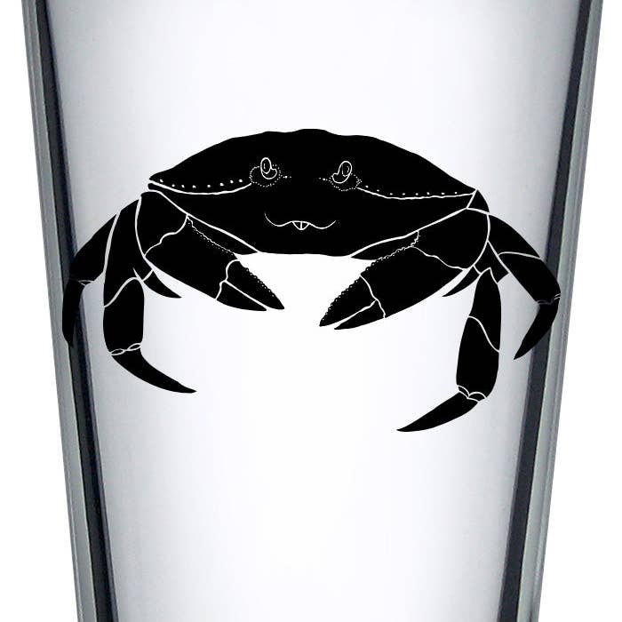 Crabby Crab 16oz Pint Glass for wholesale by Salty Raven Glassware