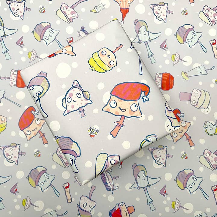 Mushrooms Wrapping Paper for wholesale by Anna Totten