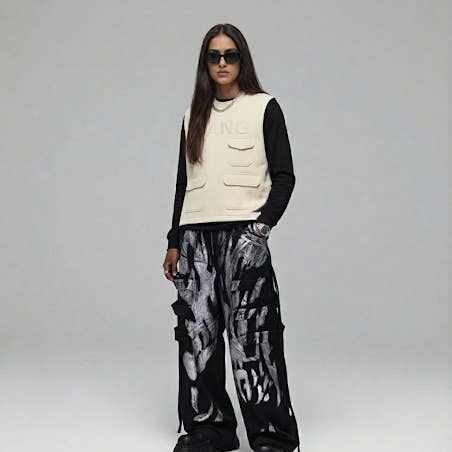 Silver twill cargo pants for wholesale by Vanida Dang