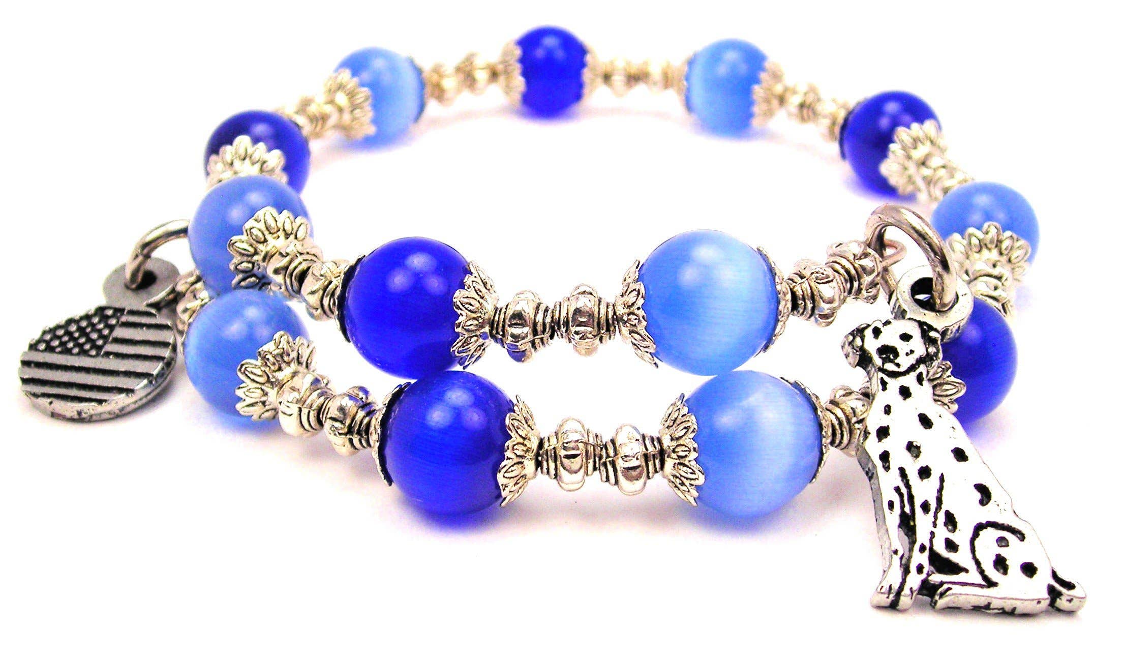 Chubby Chico Charms - Wholesale Charm/Dangle Bracelet - Sitting Dalmatian Cat's Eye Beaded Wrap Bracelet0