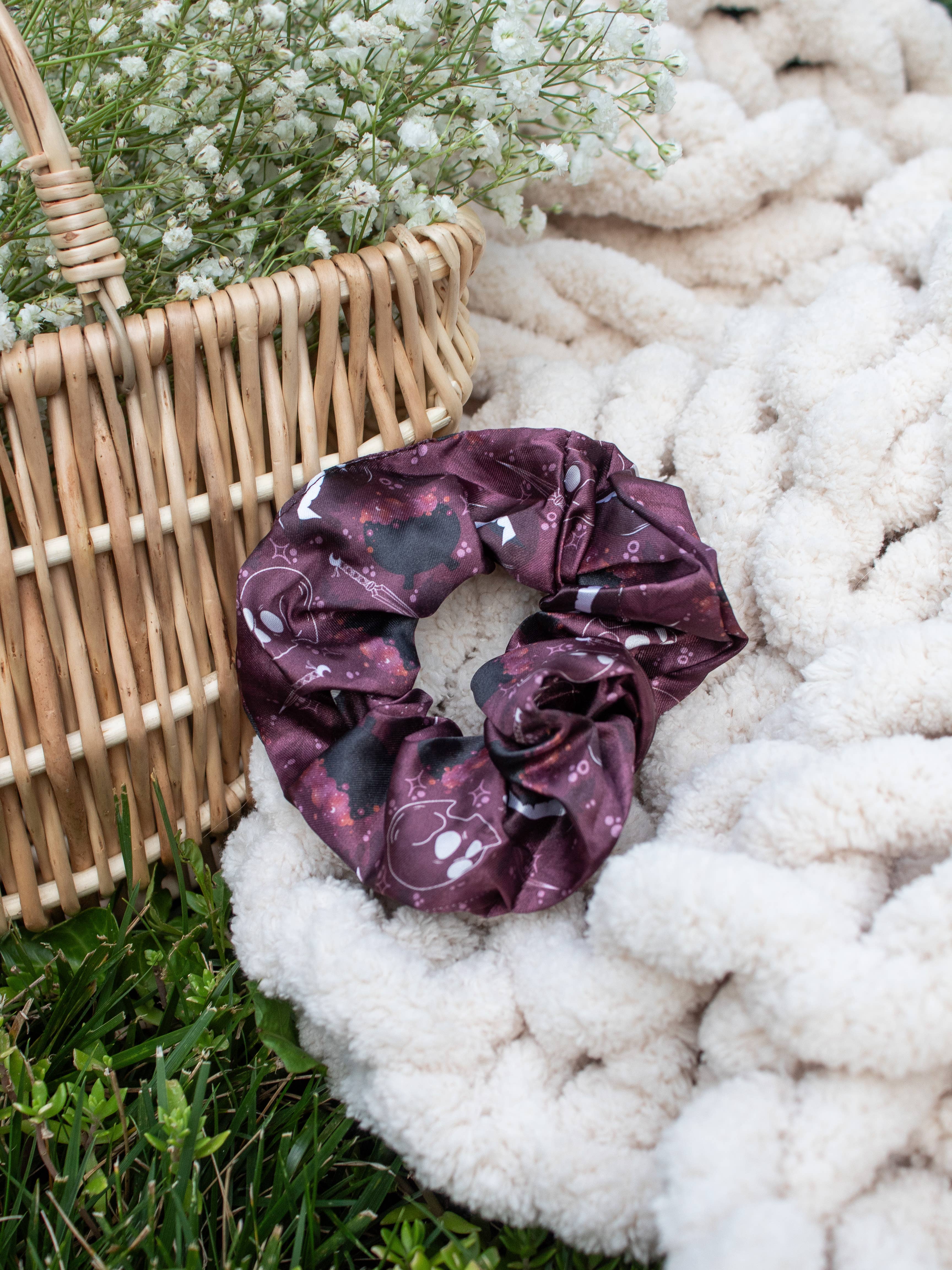 Meaggie Moos – wholesale Scrunchie - Women’s – Bookish Satin Scrunchie | Maroon Magic
