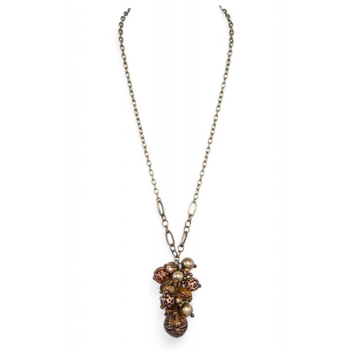 Artini Accessories - Vente Colliers à pendentif - Collier pendentif avec perles imprimées animalier mélangées1