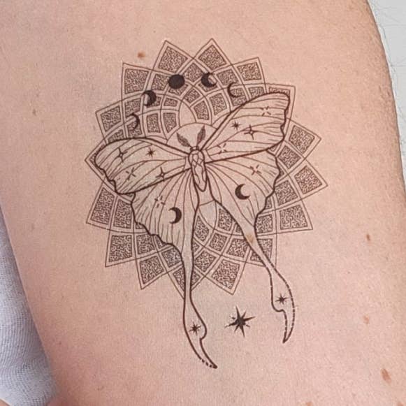 Moth and Mandala temporary tattoo for wholesale by encredelicate