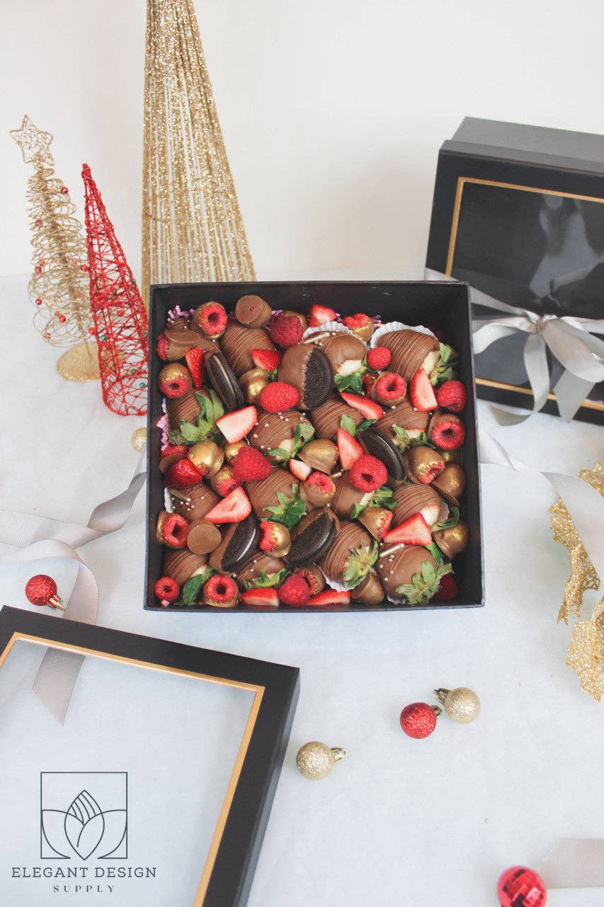 Elegant Design Supply – Caixa de presente por atacado – Caixa de Presente Quadrada com Tampa Transparente e Fita - Várias Cores - Para Arranjos de Flores/ Presentes / Morangos com Chocolate de Luxo30