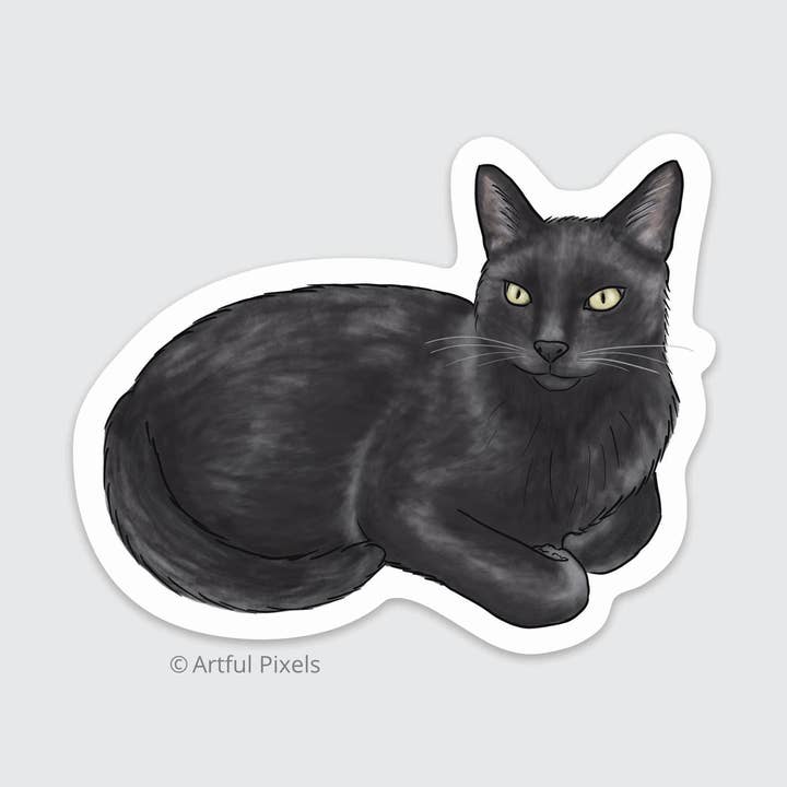 Black Cat Sticker - Matte Finish 4" for wholesale by Artful Pixels