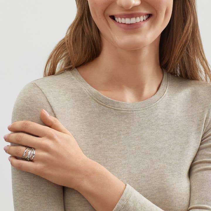 Silpada - Wholesale Band/Stacked Ring - Silpada 'Wrapped Up' Overlapping Textured Band Ring in Sterling Silver, Size 112