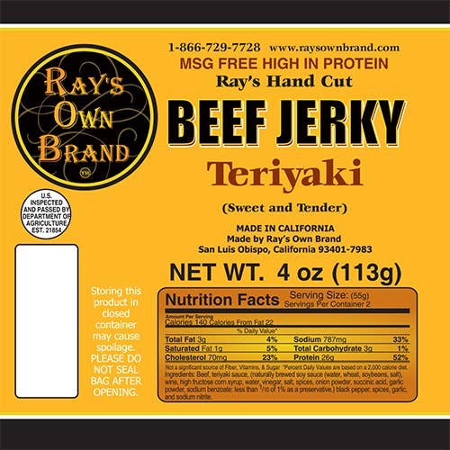 Ray's Own Brand – wholesale Jerky – Ray's Own Brand Beef Jerky SM - Teriyaki1