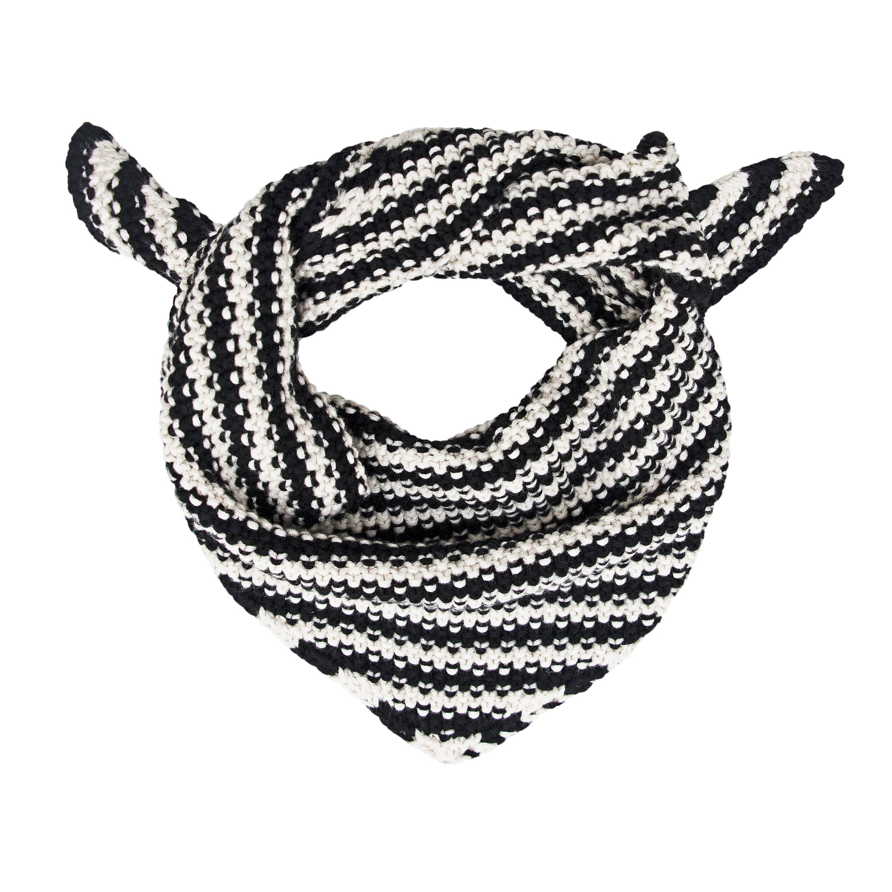 Black Ecru Cotton Textured Stripe Mini Neckerchief for wholesale on Faire1