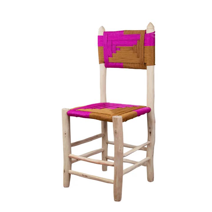 King Of Handmade - Wholesale Chair - Moroccan wooden chair with braided rope weaving seat