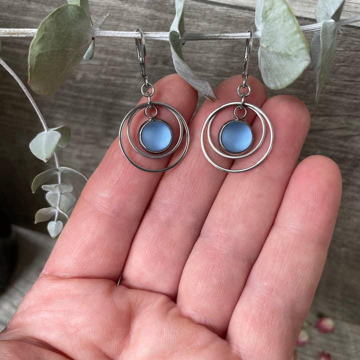 Circles Earrings Stainess Steel Lever Back for wholesale by Spirit Glassworks