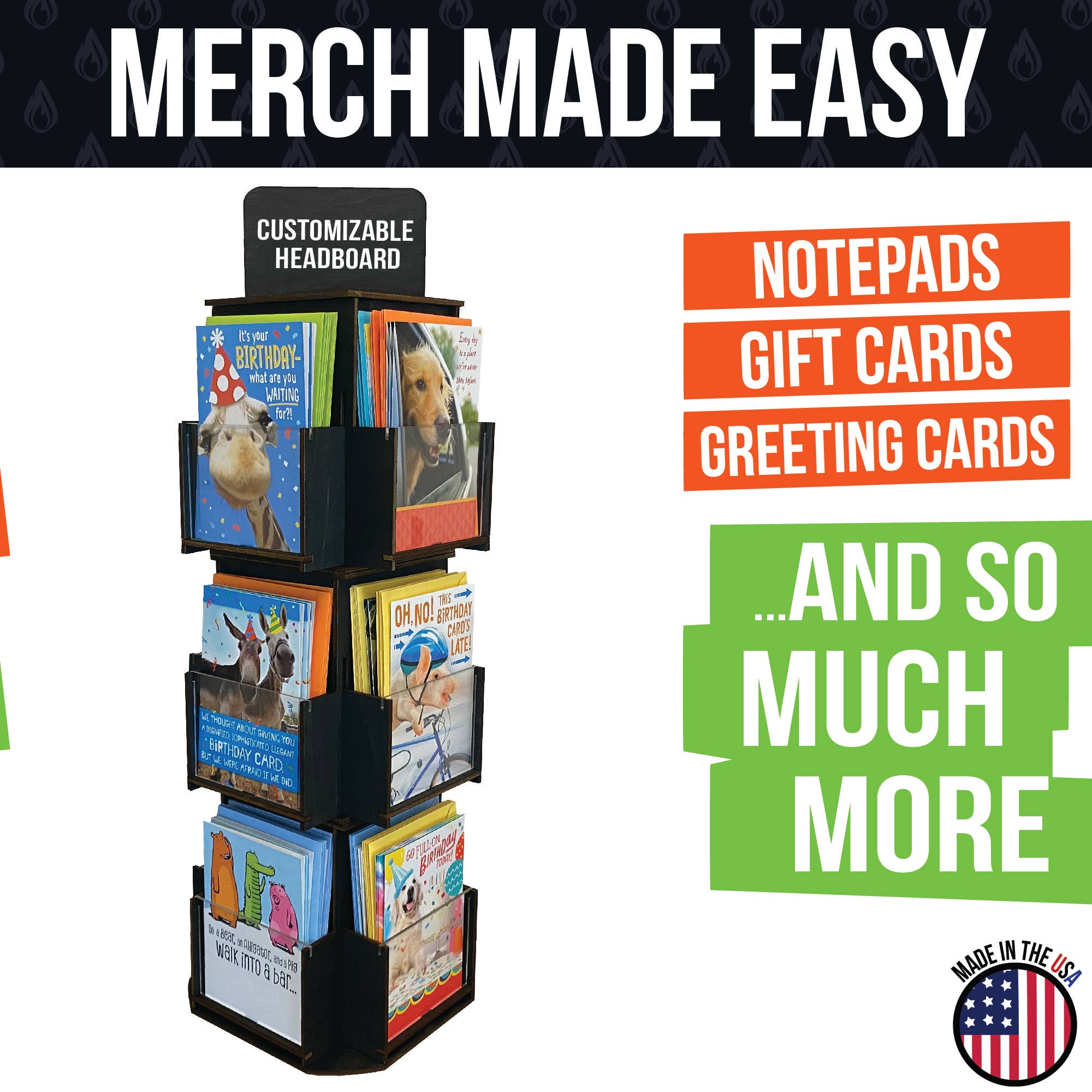 Torched Displays – wholesale Retailer display stand/case – Rotating Greeting Card Display Stand - 3 Tier6