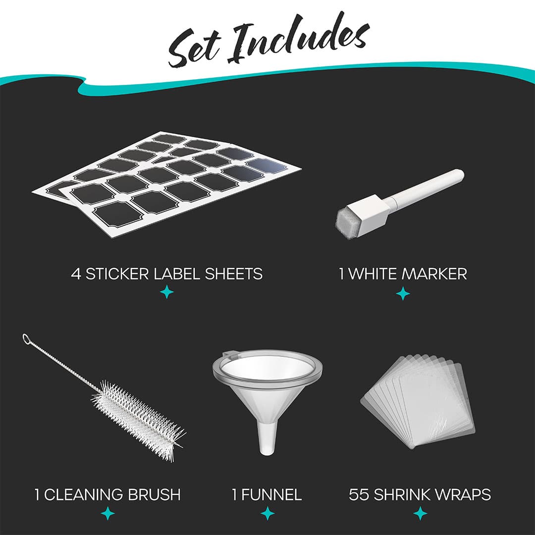 Nevlers – wholesale Travel container – Nevlers 4 oz Amber Glass Dropper Bottle (Set of 48) | Includes Labels, Shrink Wrap, Funnel, Brush and Marker8