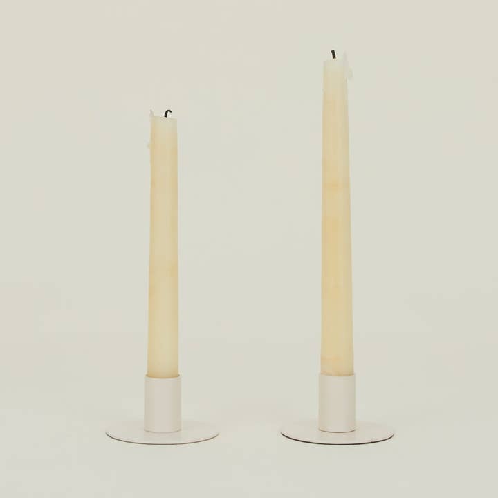 ESSENTIAL METAL CANDLE HOLDERS, SET OF 2 - IVORY for wholesale by Hawkins New York