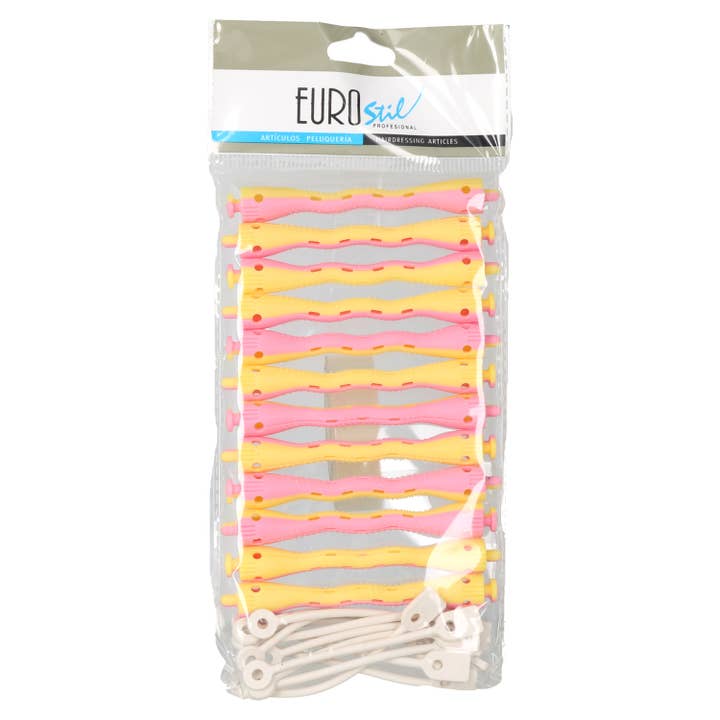 Eurostil Bigudi 12 Bicolor Wavy (01500) for wholesale by SUBLIME BEAUTY WHOLESALER SL