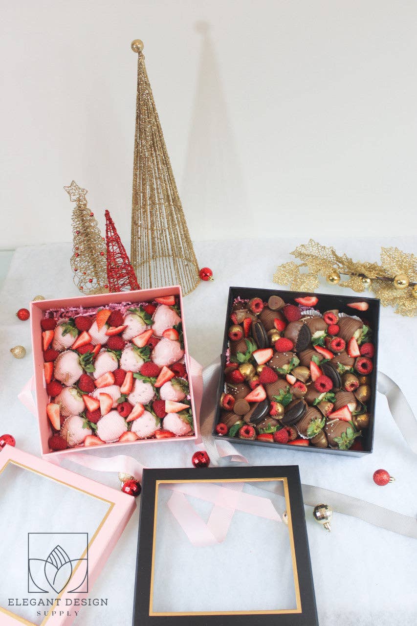 Elegant Design Supply – Caixa de presente por atacado – Caixa de Presente Quadrada com Tampa Transparente e Fita - Várias Cores - Para Arranjos de Flores/ Presentes / Morangos com Chocolate de Luxo28