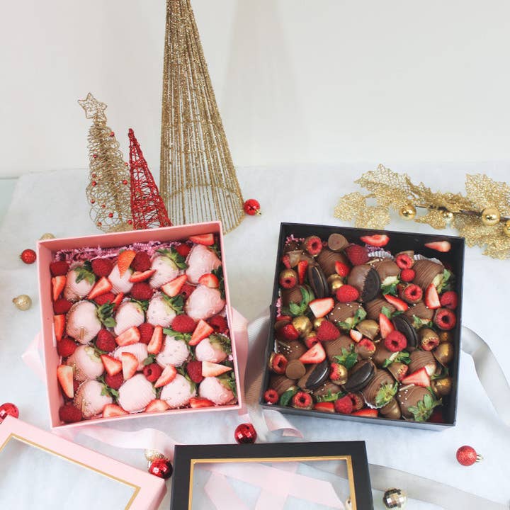 Elegant Design Supply - Wholesale Gift box - Square Gift Box with Clear Lid and Ribbon - Various Colors - For Luxury Flower/ Gift / Chocolate Strawberry Arrangements28