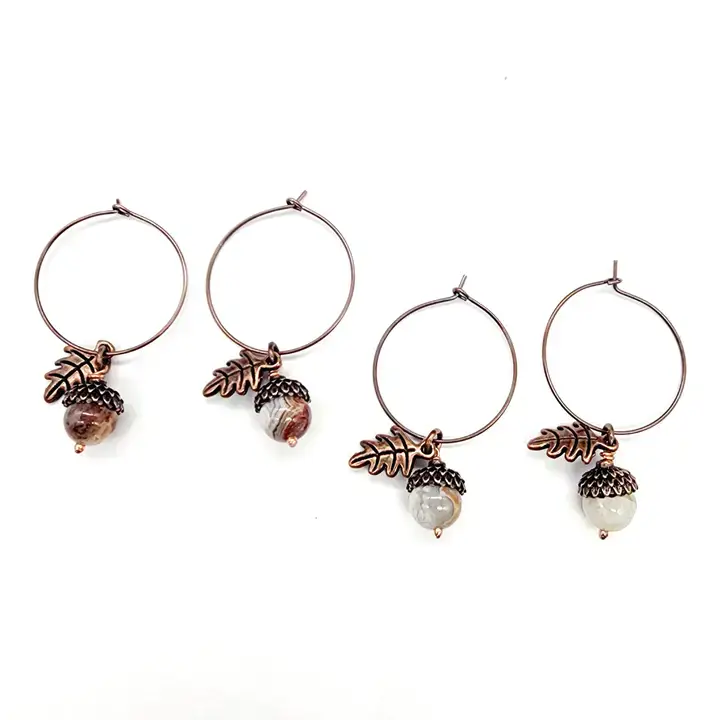 MergingMetals - Wholesale Dangle Earrings - Gemstone Acorn Earrings 7